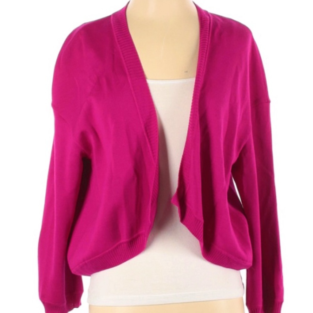 ST. JOHN HOT PINK WOOL BLEND OPEN SHRUG CARDIGAN SWEATER S